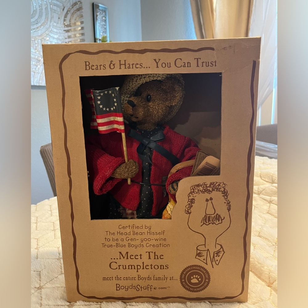 Boyds Bears‎ Red Plaid Teddy with Flag